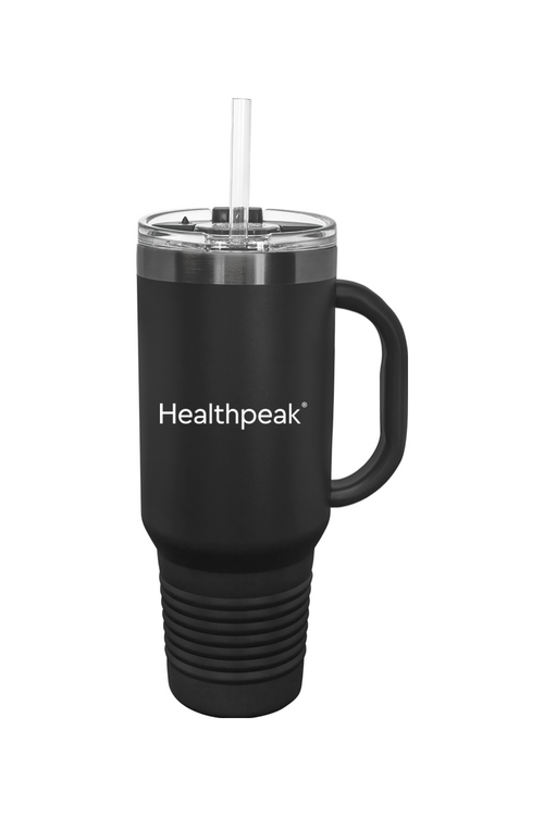 40 oz. ION-Plated Travel Mug with Handle, Straw Included